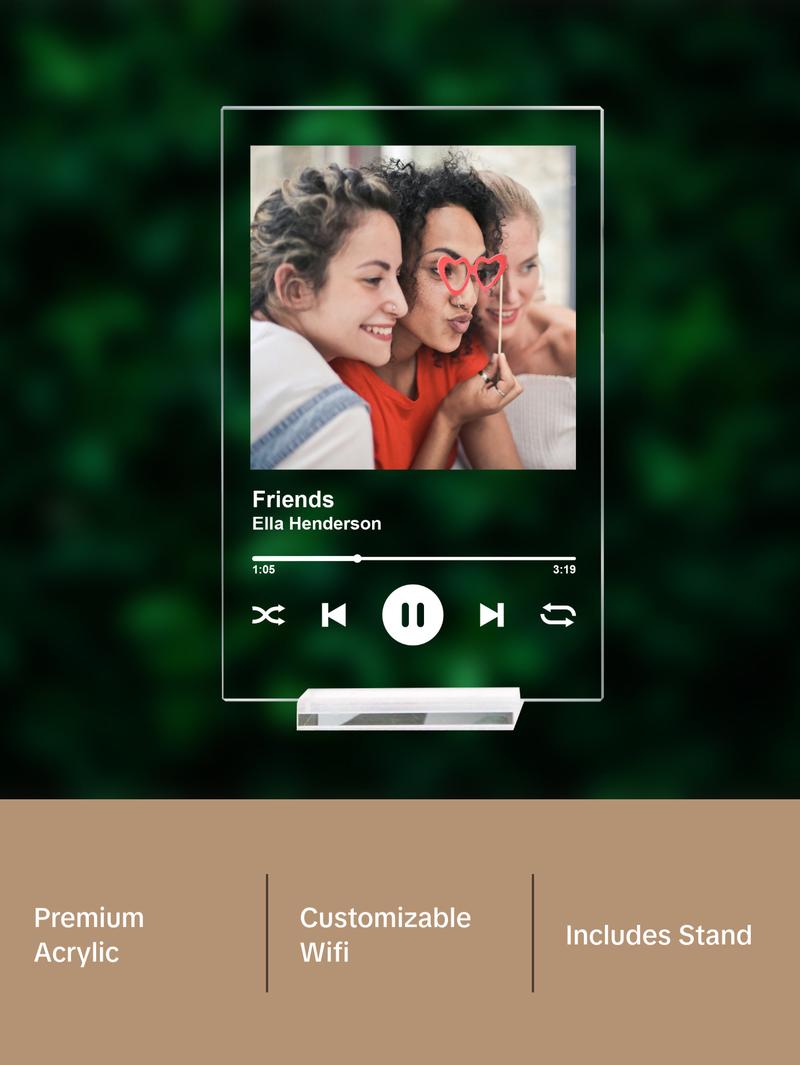 MIRACLE PRINTS Personalised Song Plaque With Stand, Custom Music Plaque, Any Photo / Song, Any Playlist, Photo and Music Gift, Music Prints, Personalized Photo Frame, Album Cover Song Plaque, Mother's Day Gifts, Gift for Mom, Acrylic plaque Decor