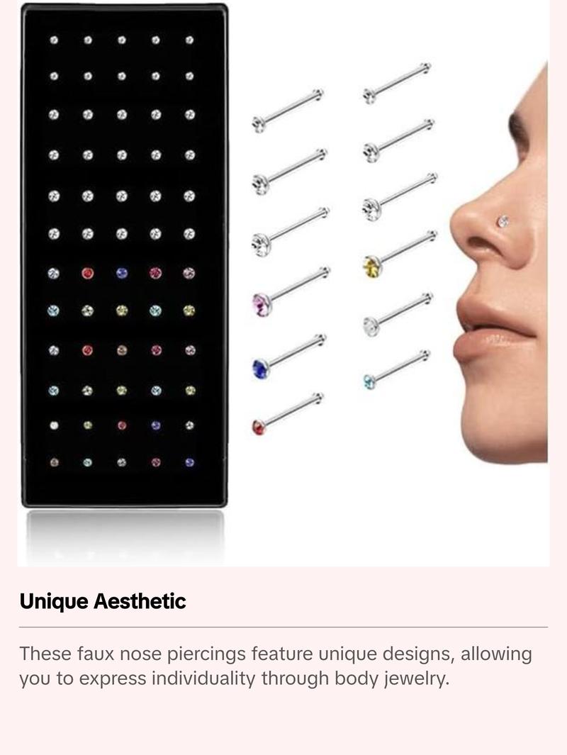 Cute Nose Rings for Women, Surgical Stainless Steel Nose Studs Women Men 20g Small Nose Rings Bone Studs, Hypoallergenic Real Nose Piercings Body Jewelry Bulk Unique Tiny