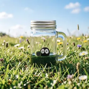 Enchanting Coal Spirit Bottle with Live Marimo - A Self-Sustaining Aquarium Plant Decor, Mysterious Black Micro Habitat & Low-Maintenance Pet Ecosystem (Includes LIVELY Moss Ball Pet)