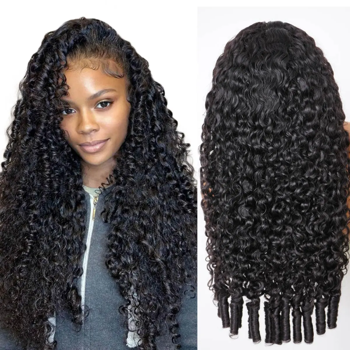 OQ HAIR Full Burmese Curly 13x6 Lace Frontal Glueless Wigs #4 Brown Color 220% Density Water Wave Virgin Human Hair Wigs Pre Plucked Natural Hairline #DealsForYouDays