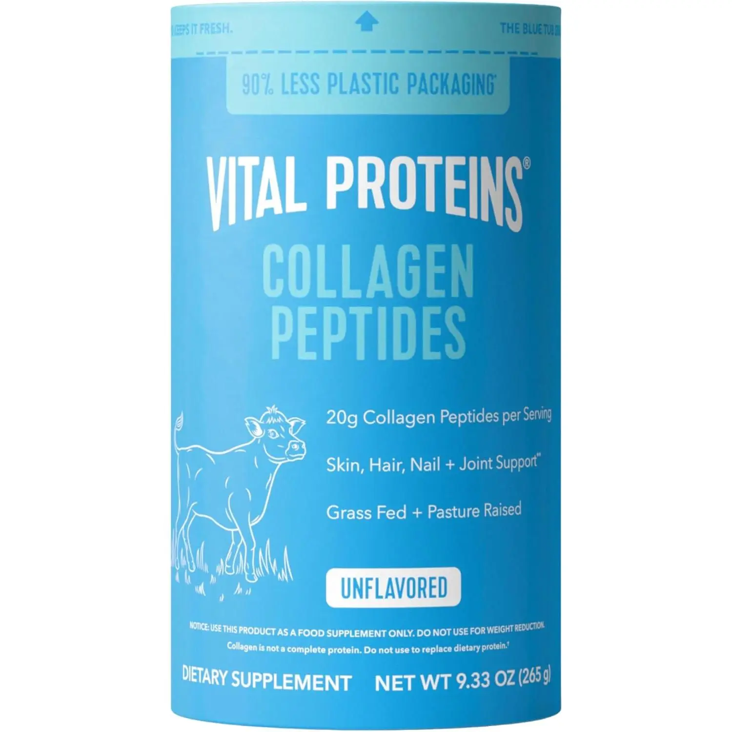 Vital Proteins Collagen Peptides Powder - Supports Hair, Nail, Skin, Bone & Joint Health, Unflavored, Collagen Protein 9.33 OZ