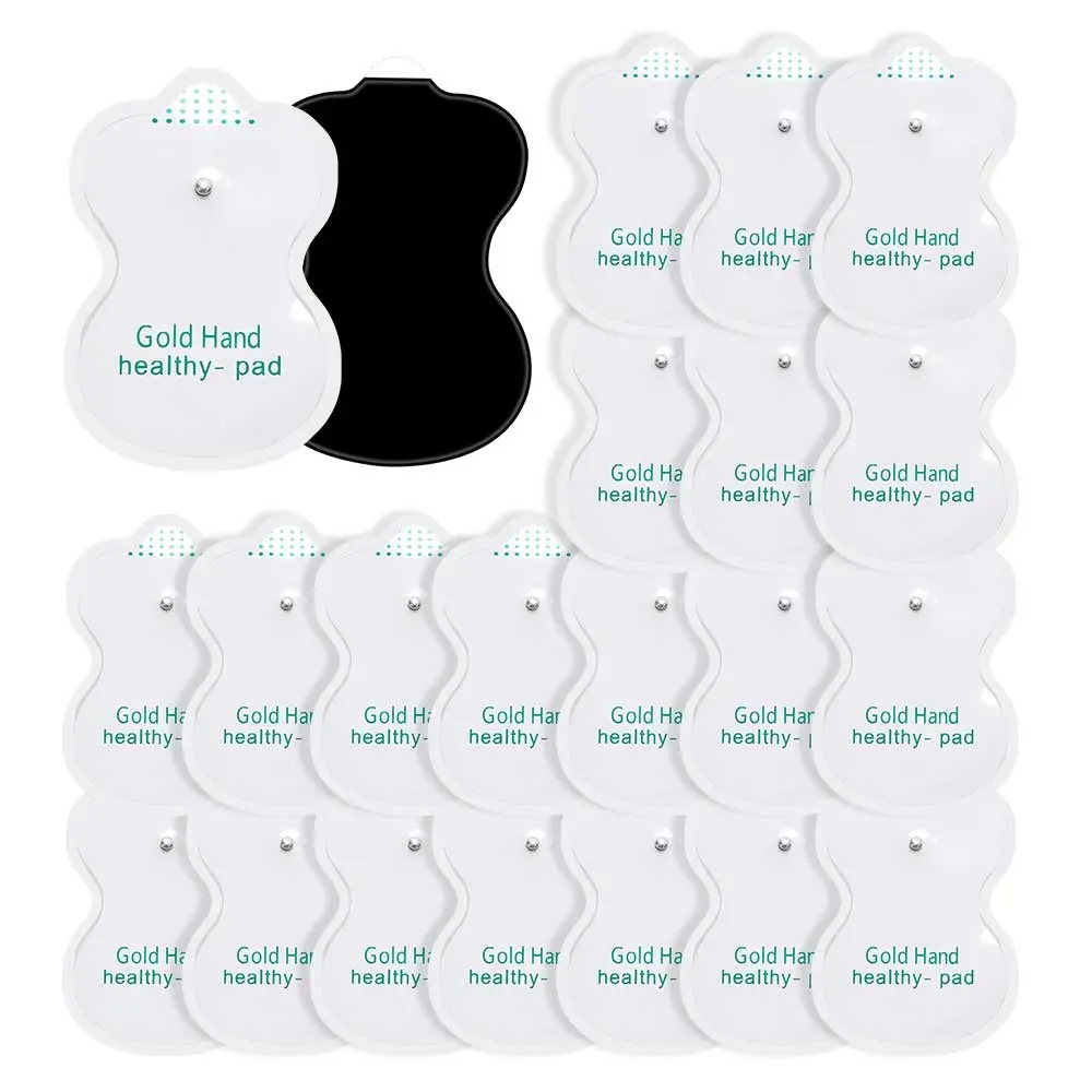 TENS Electrode Pads Self Adhesive Slimming Pulse Massager Physiotherapy Conductive Gel Sticker Gold Hand Healthy EMS Muscle Stimulator Replacement Massage Patches Accessories Snap 3.5mm Attachment