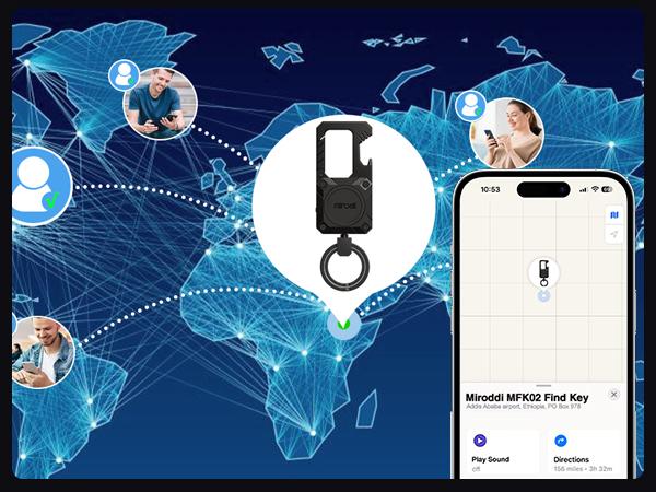 Keychain Tracker, Men's Key Chain Works with Find My(iOS Only), Heavy Duty Keychain Carabiner Bottle Opener, Car Key Chains with Finder, Anti-lost Keyrings Tracker, Rechargeable