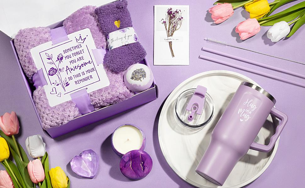 Mayicivo Birthday Gifts for Women Self Care Gifts Get Well Soon Gifts, Rose Relaxing Spa Gifts Basket Care Package w/ Luxury Flannel Blanket Tumbler, Mothers Day Gifts for Mom Her Wife Girlfriend Sister