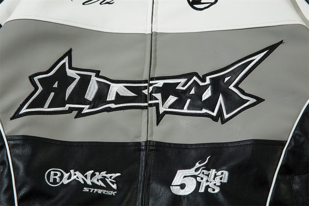 European And American Rock Men's Leather Jacket Jacket Locomotive Racing Suit