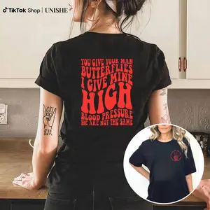 Cute Trending Short Sleeve Tee with High Blood Pressure Humor Saying