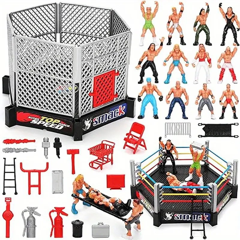 Complete Wrestling Statue Ornament Set, 12 Wrestlers Action Figures，Ideal Gift for Wrestling Lover