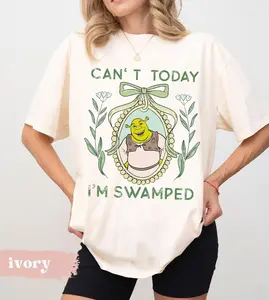 Shrekk Coquette Floral Tshirt, Can't Today I'm Swamped Shreekk Funny Trending Shirt, Shreekk Face Meme Shirt, Cartoon Tee