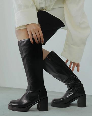 Black Knee High Boots for Women Platform Tall Boots Square Toe Chunky Block Heeled Gogo Boots Comfortable & Stylish Flatform Walking Shoes