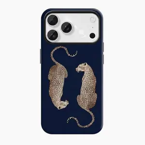 Vintage Leopard Phone Case, Burgundy, Navy Blue Safari Animal Print Cover for iPhone 17 16 15 Pro Max