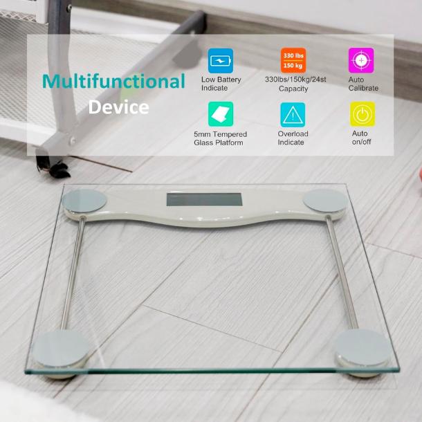 Bathroom Scale for Body Weight, NUTRI FIT Digital Weighing Scale Accurate Electric Weight Loss Watcher Scale, 330 lb Capacity