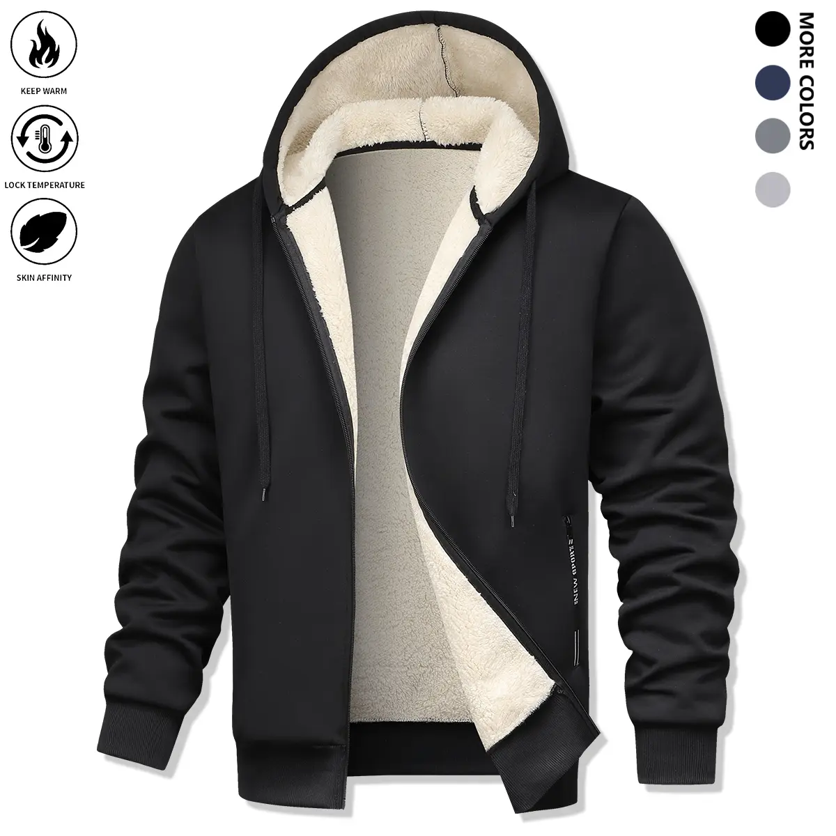 Men’s Heavyweight Full-Zip Hooded Jacket – Thermal Insulated Winter Coat with Zipper Closure, Hooded Neck, Polyester Lining – Thick Cold Weather Outerwear for Everyday & Formal Use – Non-Stretch Fabric Construction – Ideal for Fall/Winter Seasons, Winter