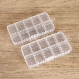 10 Grids Small Storage Box Transparent Plastic Organizer for Jewelry Beads and Small Items