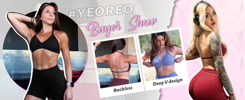 YEOREO SoftHue Women's Strappy Halter Sports Bra Padded Gym and Workout Yoga Top