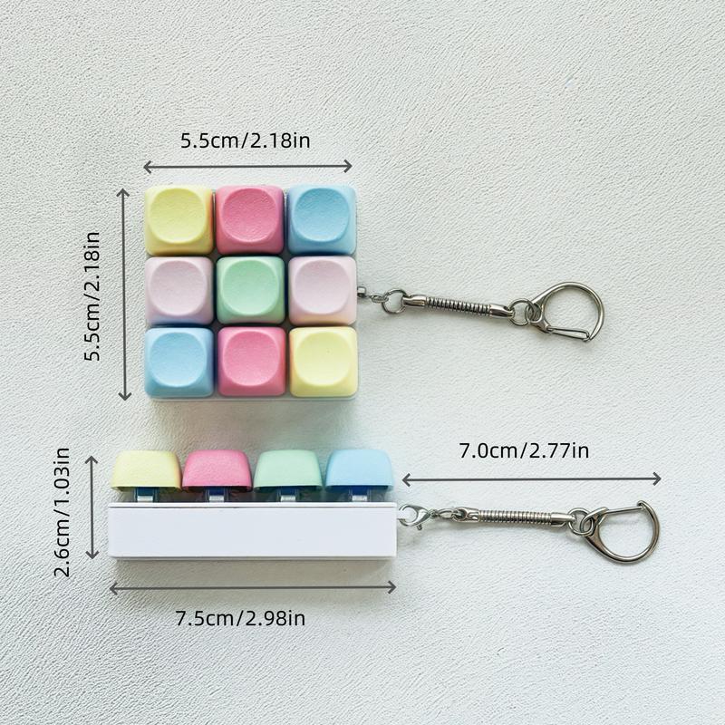 Keyboard-Style Fidget Toy Keychain-Portable Durable Backpack Accessory for Adults with 4 & 9 Key Design and Button Fidget Mindful Fidgeting Aid，Everyday Gift.  Hand Feel. Keystroke Response. Relaxation. Tactile Feedback.  Soft Desk Decor .Crisp Silicone