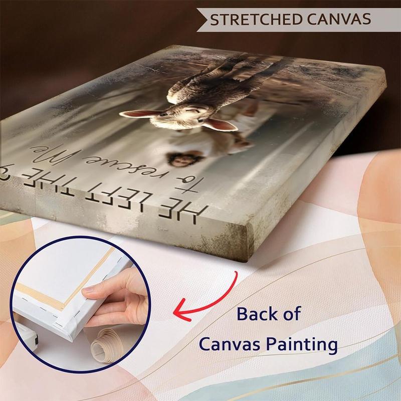 2D flat canvas wall art, framed, 1 piece — Jesus and the Lost Lamb, religious allegory scene, vintage oil painting style, canvas poster for room wall decor, ideal gift for bedroom, living room, hallway, dorm, ready to hang