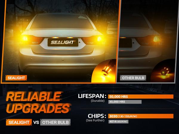 2009 Honda Accord 7443/7440/T20/W21W LED Turn Signal Light Brake Tail Light Bulbs Yellow SEALIGHT