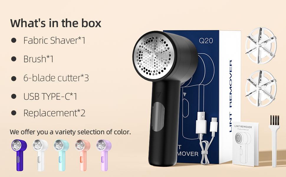 [Frsara] 2026 Edition Lint Remover Free 6 Spare Blades Cordless Fabric Shaver Rechargeable Portable Sweater Defuzzewith 3 Speeds Digital LED Display for Clothes Furniture Sweater Couch Blanket