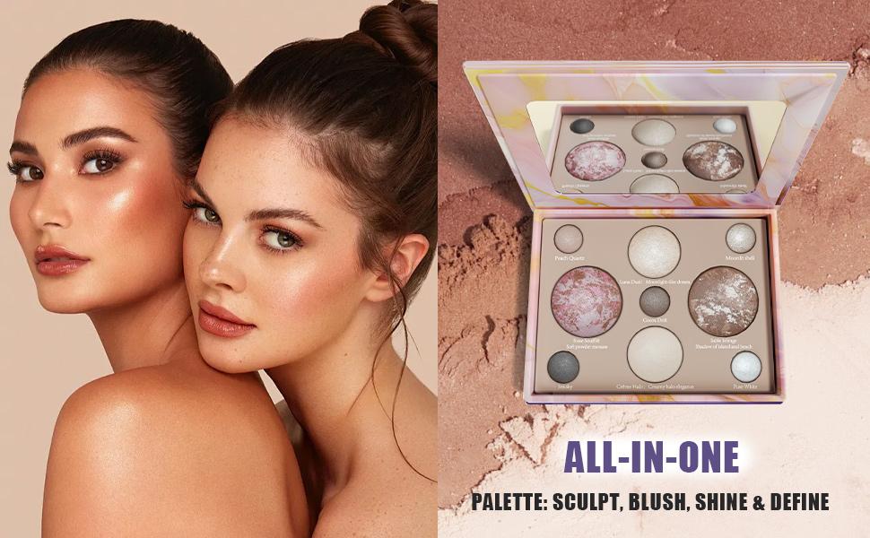 BOTAGUS 9-in-1 Baked Face Palette - Baked Blush Bronzer 2 Highlighters 5 Eyeshadows No Caking Creasing Long Lasting Blendable Beginner Friendly Travel Makeup Palette for Full Face Glow BOTAGUS 9-in-1 Baked Face Palette - Baked Blush Bronzer 2 Highlighters 5 Eyeshadows No Caking Creasing Long Lasting Blendable Beginner Friendly Travel Makeup Palette for Full Face Glow