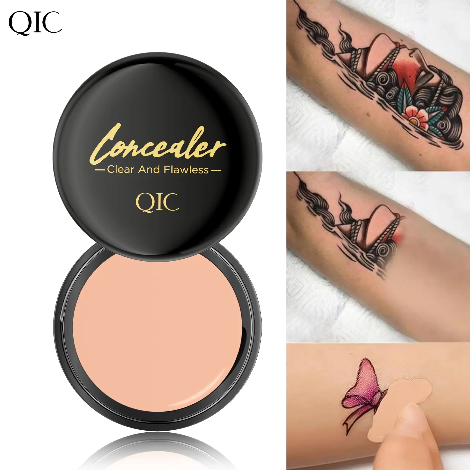 Waterproof Matte Concealer Cream - Gentle 130#Light Correcting Makeup Balm, Long-Lasting Full Coverage, Powder Setting, for Face & Eyes, Covers Acne, Dark Circles, Scars, Spots, Blemishes & Pores