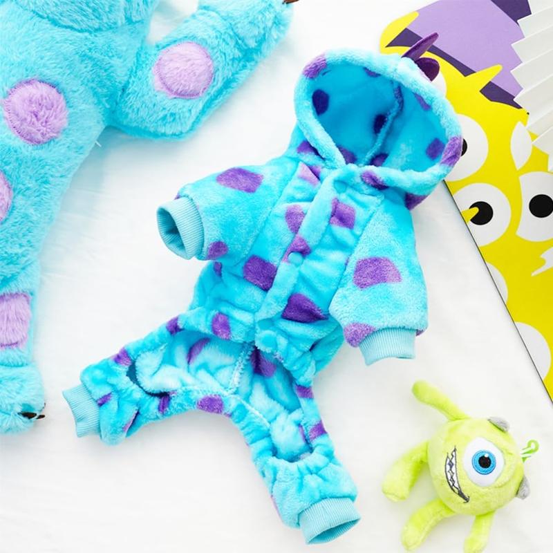 【Pet Supplies】Generic Dinosaur Dog Cat Winter Clothes Small Medium Pets Hoodie Coat Warm Fleece Outfit Leash Ring Design Funny Costume Keep Pets Cozy Holiday Party