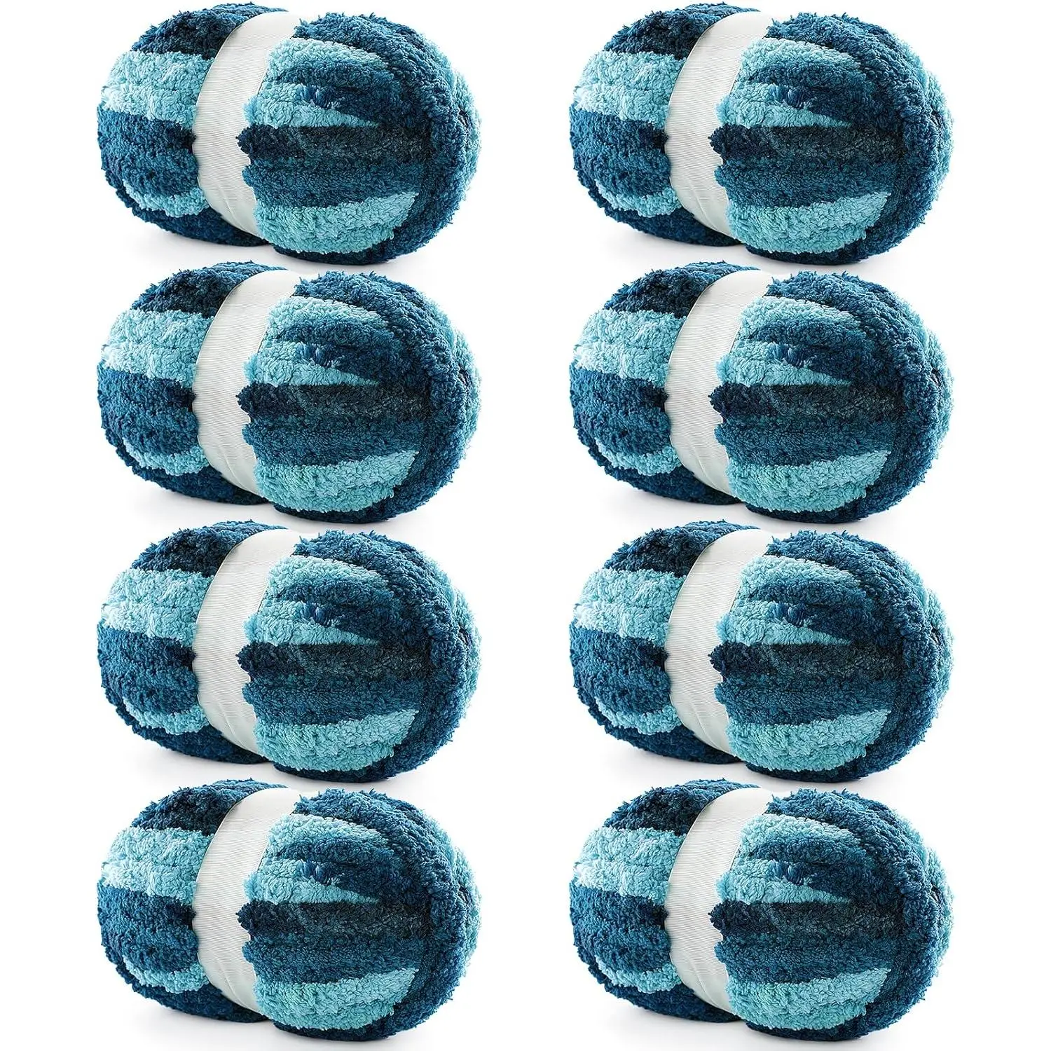 8 Pack Chunky Yarn for Hand Knitting - Chenille Blanket Yarn for Crocheting Blankets - 228 Yds/61.6 Oz Rainbow Ombre Yarns - Super Bulky Soft Thick Mixed Color  Yarns (8, Dark Blue-Blue-Black)