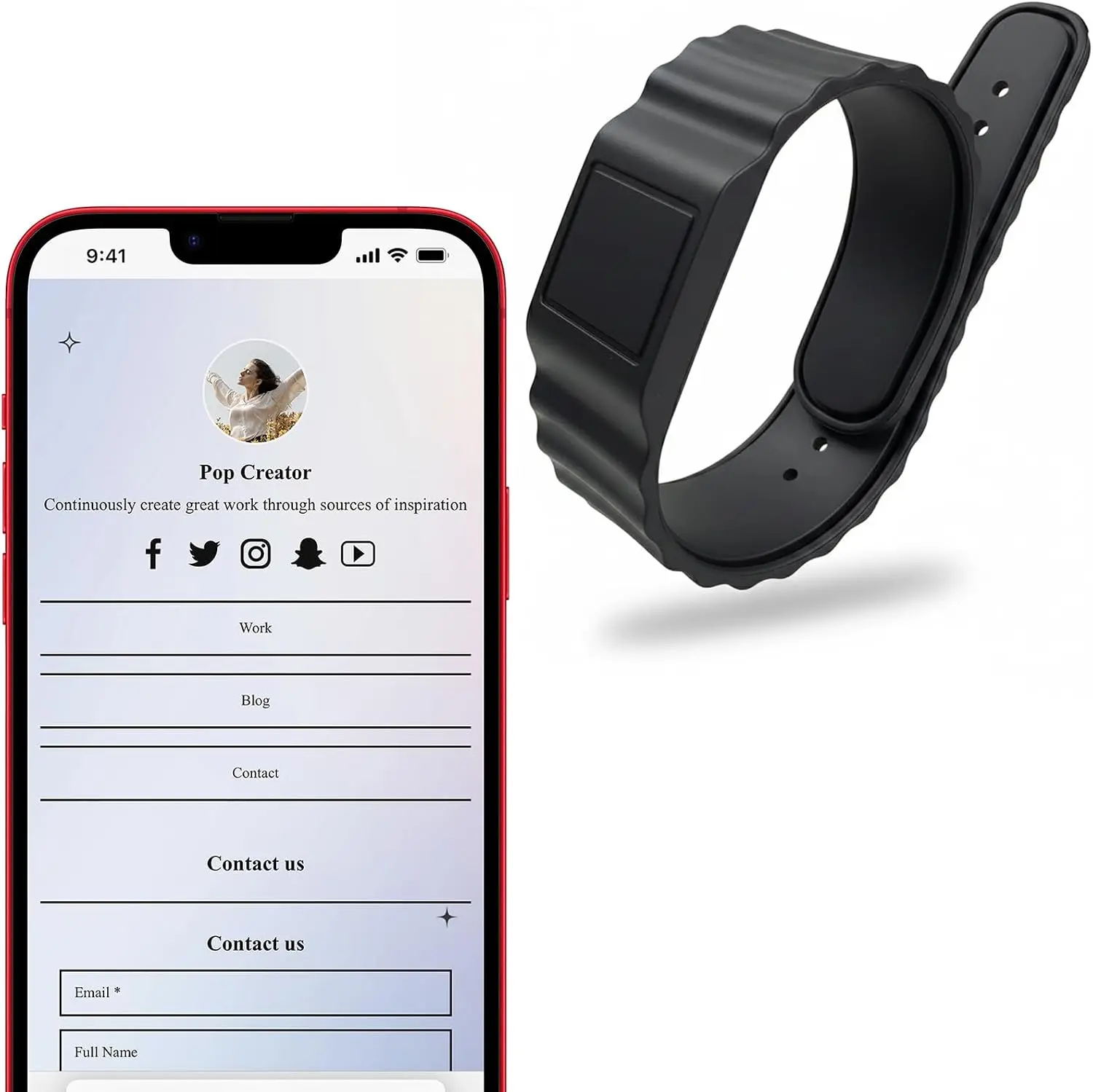NFC Digital Business Card Wristband - Office Stationery for Instant Contact & Social Media Sharing, iOS/Android Compatible, Ideal for Office & Campus Use, Default