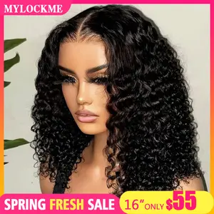 Short Bob Glueless Wigs Ready To Wear Deep Wave Curly Wigs Human Hair Wet and Wave 6x4 HD Lace Closure Wig For Women Pre Plucked 180%