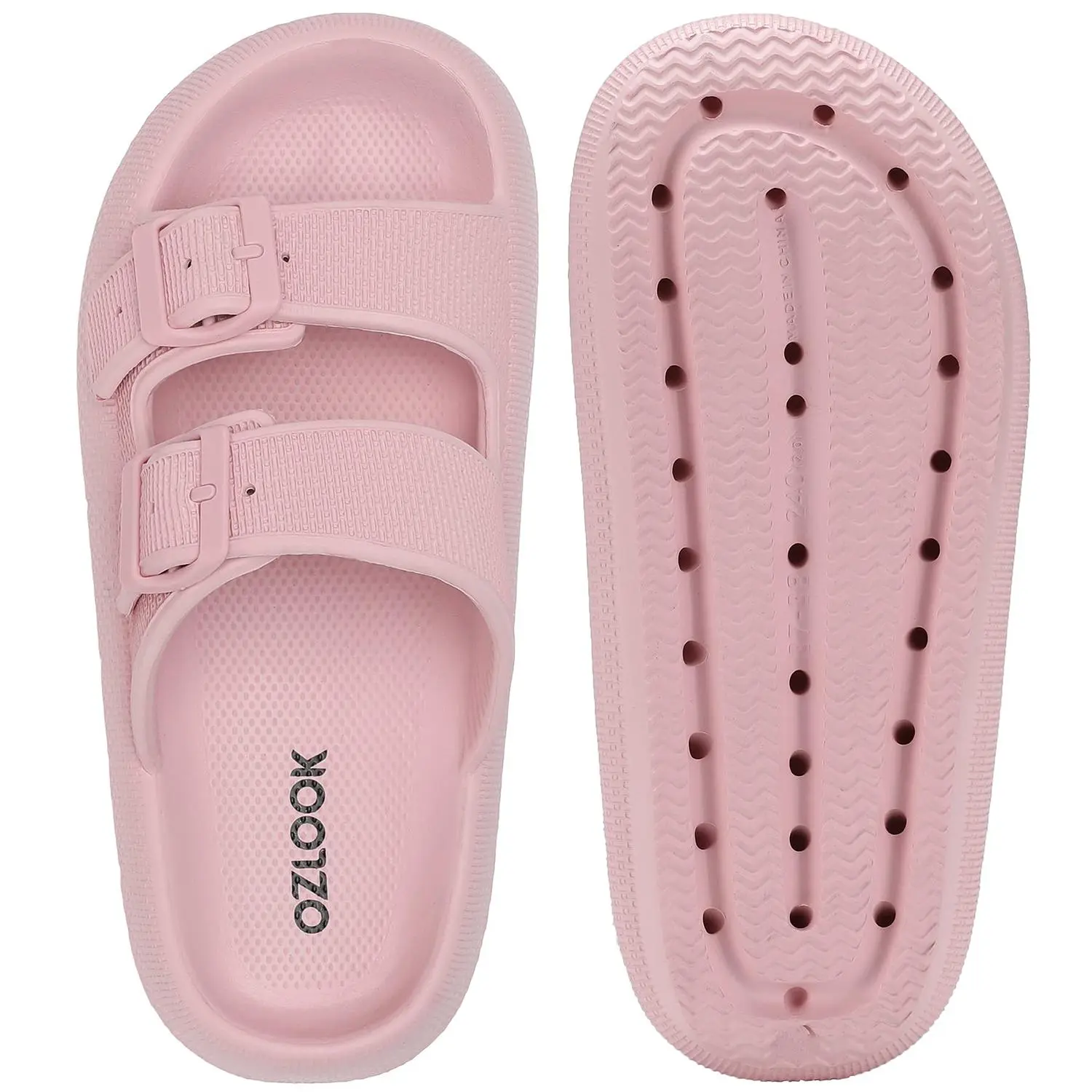 2026 Unisex Double Strap Pillow Slides - Extra Thick Sole Cushioned Bathroom Slippers & Comfort House Shoes