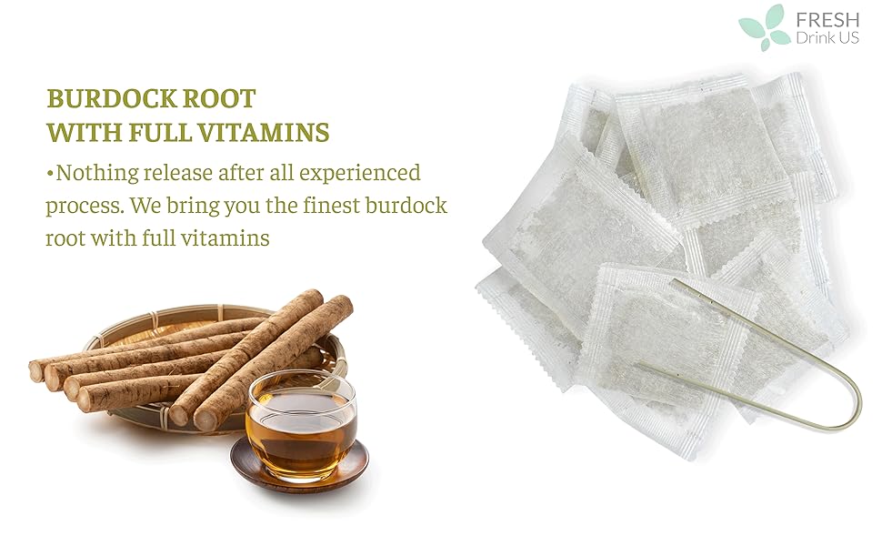 【FreshDrinkUS】 Burdock Root Tea, 100% Natural & Pure, Non GMO, No Sugar, No Caffeine, No Gluten, Vegan, Soy Free, Beverage
