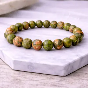 Unakite Stone Bracelet 8mm Natural Crystal Beads for Emotional Healing & Growth Handmade Healing Energy Jewelry
