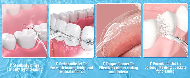 Electric Water Flosser Cordless for Teeth 3 Modes 4 Jet Tips Cleaning and Flossing Water Dental Portable Floss Irrigator Oral Water Flossed Rechargeable Tonsil Stone Travel Adults Cleanser Pink