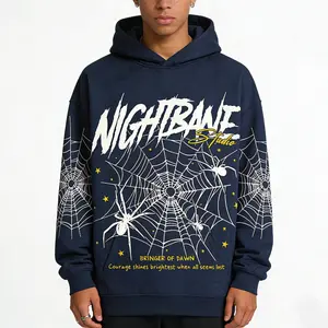 Sopula Studio Men's The Dark Night Bane Spider Web Hell Star Graphic Pocket Hoodie streetwear