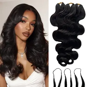 Pre Separated Feather Body Wave Crochet Human Hair Lightweight Extensions Miracle Knots Crochet Loose Curly Hair Reusable For Boho Micro Locs Bundles