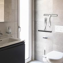 【NewYear2026】All-Purpose Stainless Steel Shower Squeegee for Shower Glass Door with 2 Adhesive Hooks, Bathroom Cleaner Tool Household Window Mirror Squeegee , Cleaning Tile Wall, Car, 10 Inch Silver