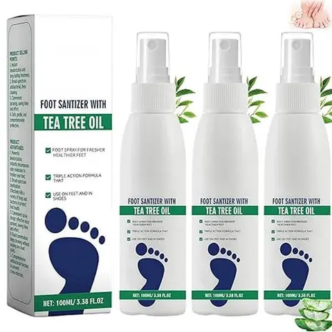 (3-Pack Portable Tea Tree Oil Foot Spray - Alcohol-Free Liquid with Aloe Vera, 24-Month Long-Lasting Refreshing Antifungal Solution for Adults' Sensitive & Normal Skin, Shoe Deodorizer)