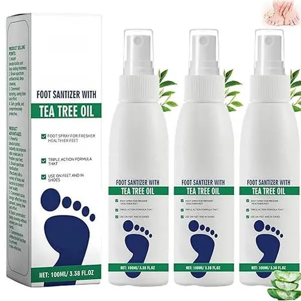 (3-Pack Portable Tea Tree Oil Foot Spray - Alcohol-Free Liquid with Aloe Vera, 24-Month Long-Lasting Refreshing Antifungal Solution for Adults' Sensitive & Normal Skin, Shoe Deodorizer)