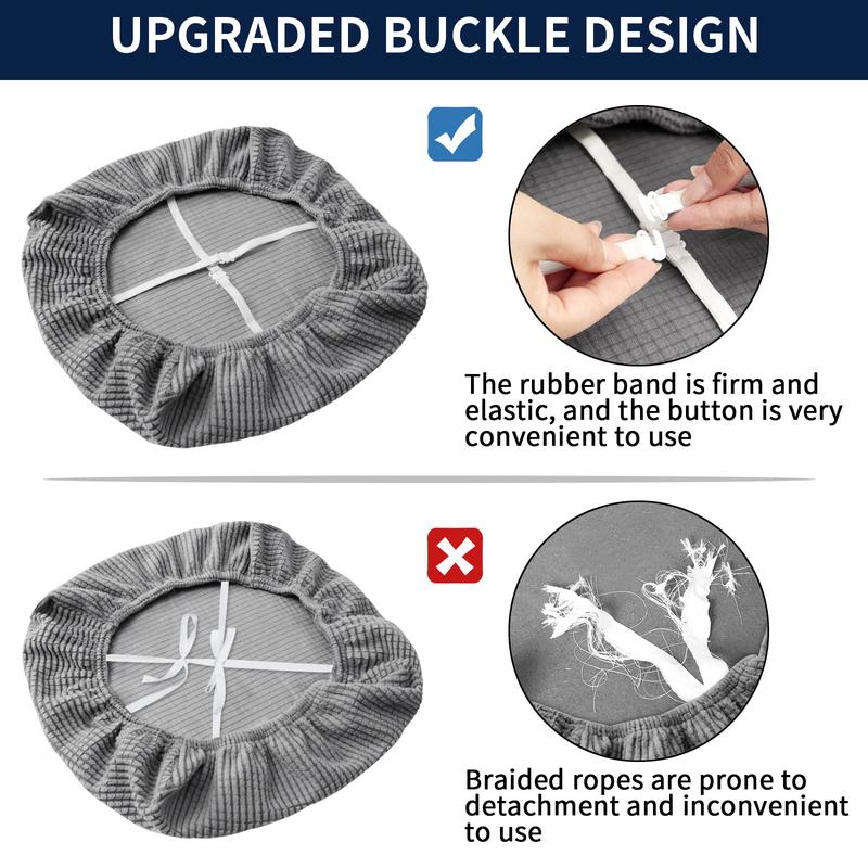 Easy-Going Removable Seat Covers Set of 4/6, Waterproof Spillproof Stretch Chair Seat Slipcovers with Elastic Ties, Washable Dining Chair Covers, Kitchen Hacks, Christmas Homedecor