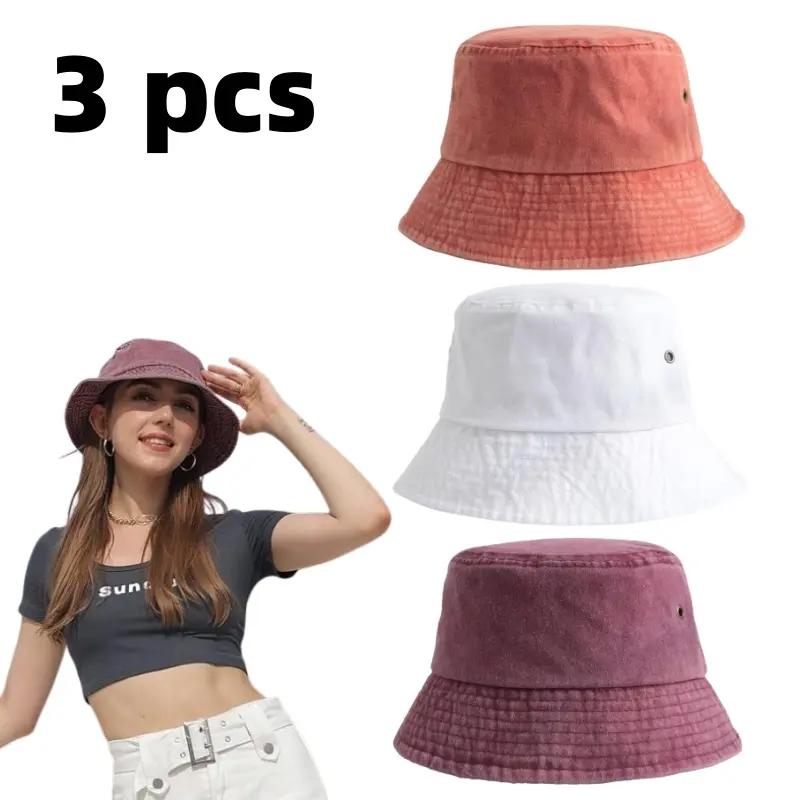3 pcs Unisex Fisherman's Hats - Foldable, Suitable for Travel, Hiking, Gardening, Fishing, and Other Outdoor Activities