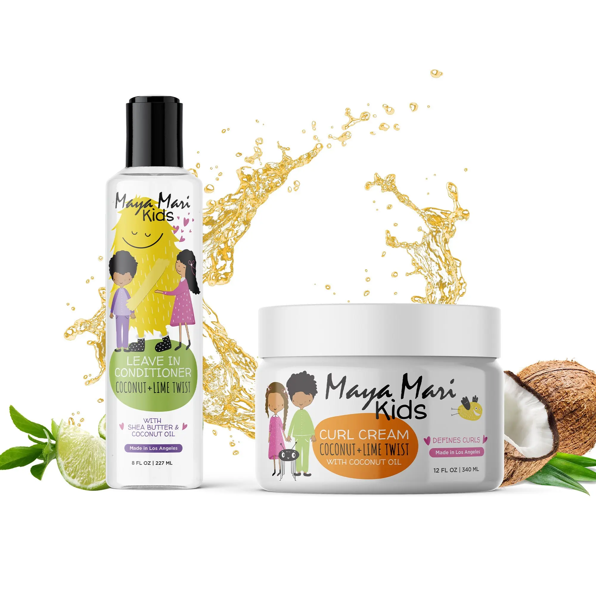Maya Mari Kids with Curls and Coils Essential Kit 2-Piece Set - Leave-In Conditioner and Curl Cream
