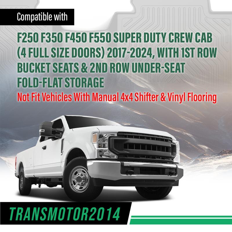 TPE Car Floor Mats For 2008-2024 Ford F250 F350 F450 Super Duty Crew Cab,All Weather Floor Mats Rubber Liners,Waterproof Anti-slip Durable Floor Mats Upgraded Version