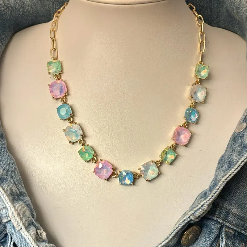 Female Whimsical Colorful Playful All-Seasons Cotton Candy Jewel Costume Jewelry Set - Necklace and Bracelet, Candy-Like, Casual