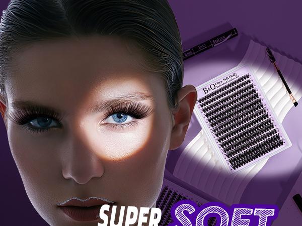 200D Kit l B&Q Dramatic Soft Mega Thick Volume Individual Clusters,D-Curl, DIY Ultra Soft Eyelashes Extension,Waterproof Sleep proof,Week Long Lasting,Salon Full Fake Lashes, Makeup Cosmetic Lash Stacking Vacation Lash Feb Stockup