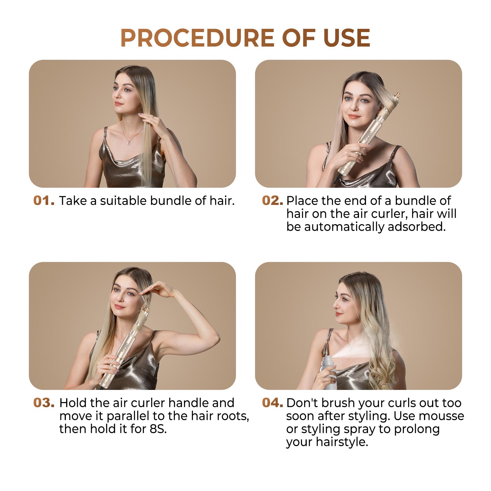 UKLISS FusionAir DIY HairStyler Airstyler Champagne Gold 90-Day Free Trial & Refund 2 Year Warranty 110000RPM HairCurler + HairStraightener + HairDryer + HotAirBrush + LowTemperatureHairCare + NegativeIons + BlowoutBoost + HairDiffuser + Fluffier