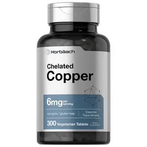 Horbäach Chelated Copper Supplement 6mg | 300 Tablets | Essential Trace Mineral | Vegetarian, Non-GMO, Gluten Free