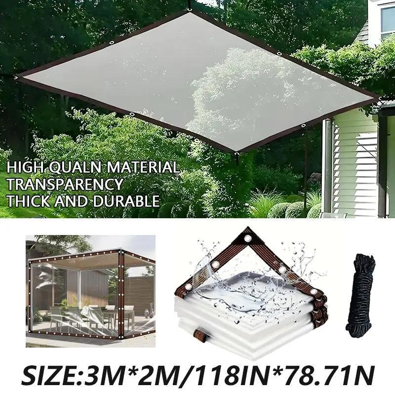 Heavy-Duty Clear PE Waterproof Tarp Transparent Poly Tarpaulin with Reinforced Metal Grommets, UV Resistant Mildew Proof Snowproof for Greenhouse Garden Patio Porch Terrace Car Cover Canopies Outdoor Camping Plant Protection
