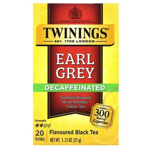 Twinings Flavored Black Tea, Earl Grey, Decaffeinated, 20 Tea Bags, 1.23 oz (35 g)