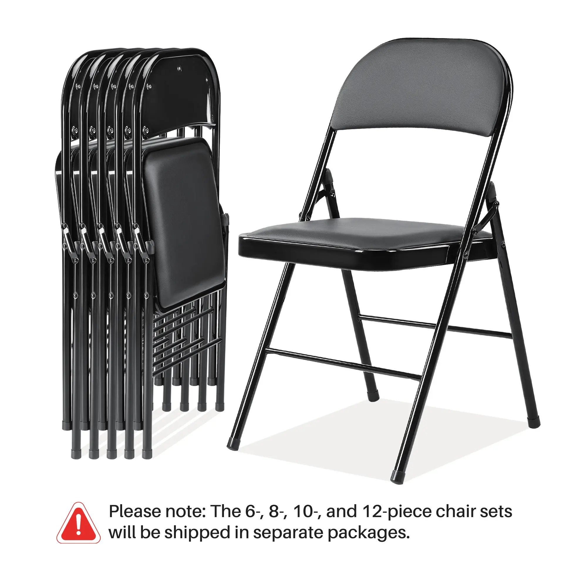 【Value Pack】Leather-Padded Folding Chair, Sturdy Metal Frame, Versatile Seating for Indoor & Outdoor Use