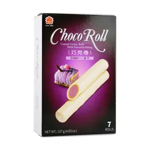 IMEI Taiwan Taro Chocolate Wafer Rolls 137g - Crispy Snack for Tea Time & Gifts