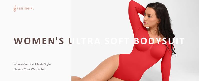 FeelinGirl Women's Seamless Shaping Long Sleeve Thong Bodysuit for Tops and Comfortable Underwear Lady livestream#3 Springtok